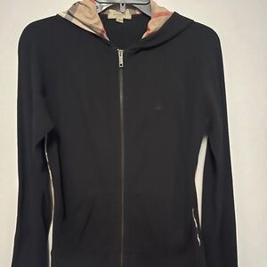Burberry Sweatshirt Full Zip Black Plaid Medium